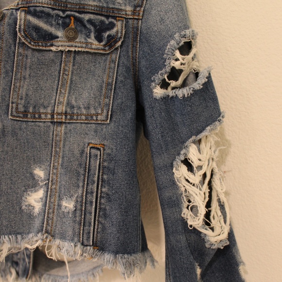 Hidden Ripped Jean Jacket - Picture 5 of 6